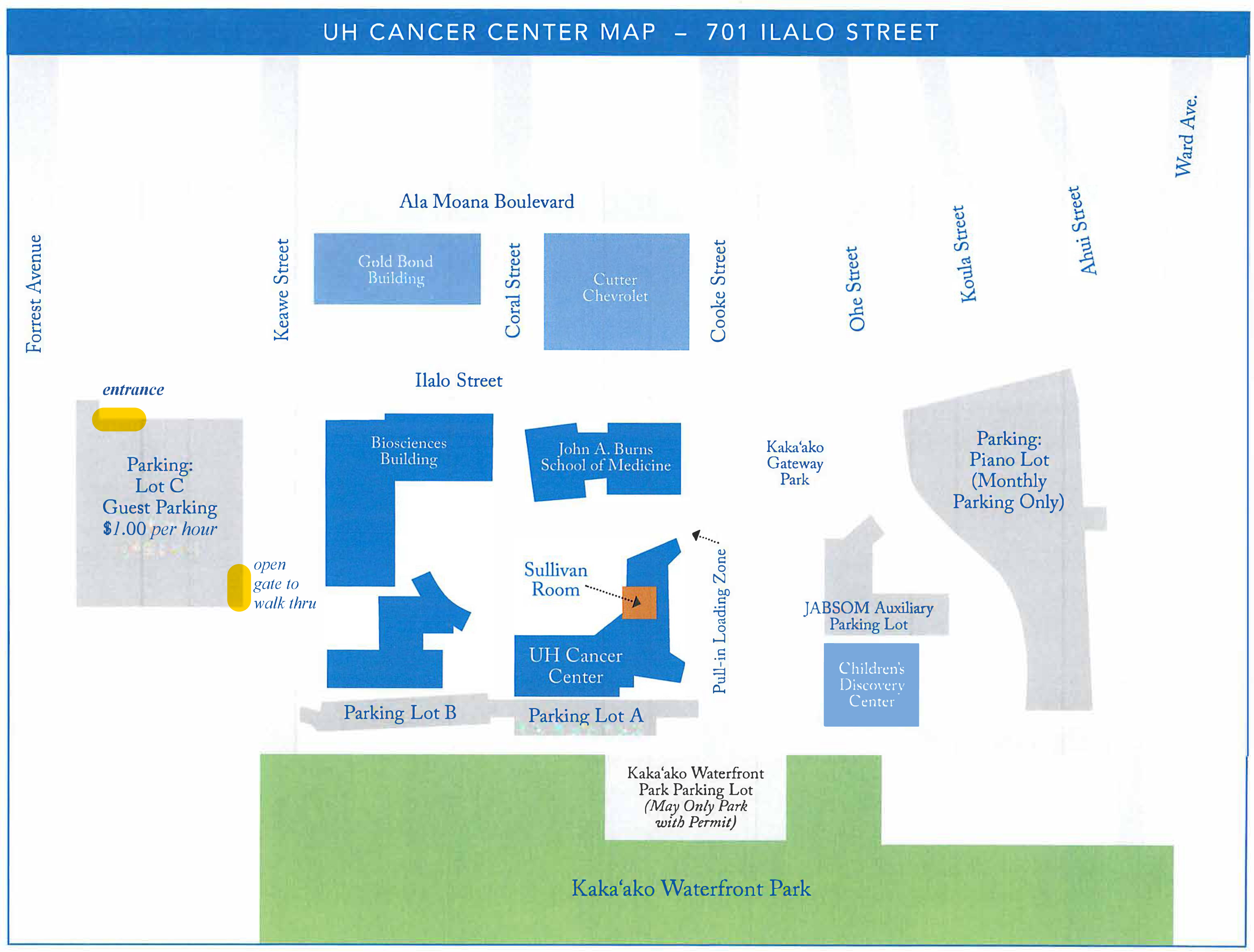 UH Cancer Center Parking information