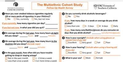 MEC Follow-up Questionnaire, Hawaii and California (English) 2018-2022