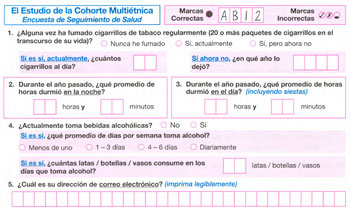 MEC Follow-up Questionnaire, California (Spanish)2014-2017