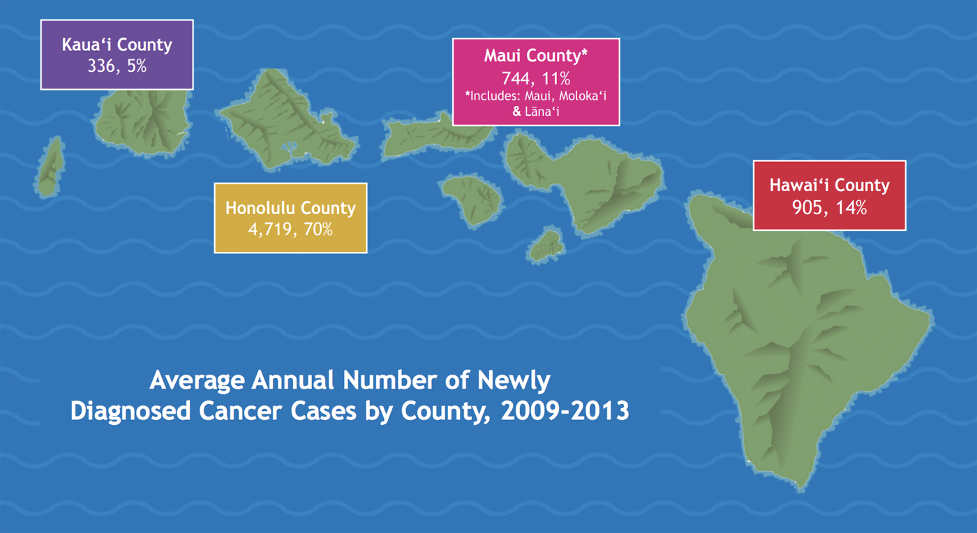 Average annual number of newly diagnosed cancer cases by county