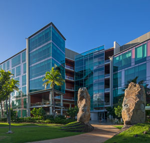 UH Cancer Center building in Kakaako